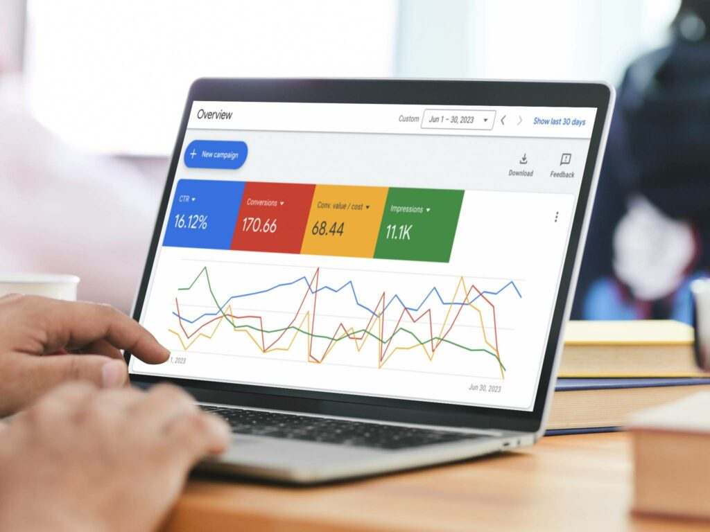 Person looking at Google Ads dashboard