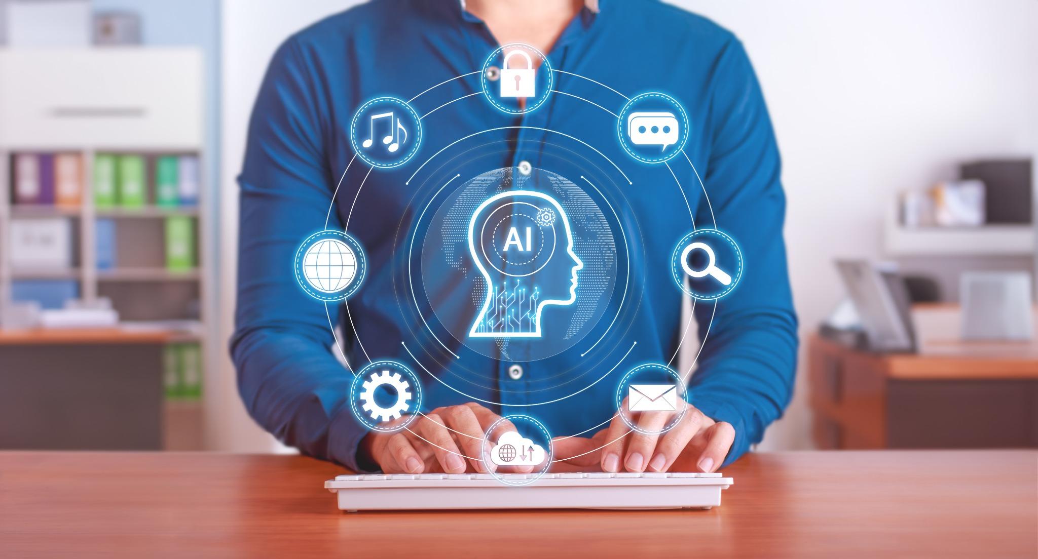 Person using AI-powered productivity tools on a digital interface to streamline workflow and everyday tasks