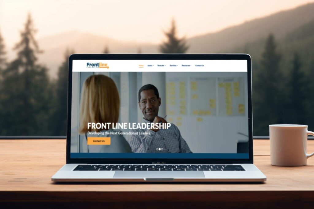 Laptop displaying a B2B website design with leadership content, representing professional web development by Jives Media