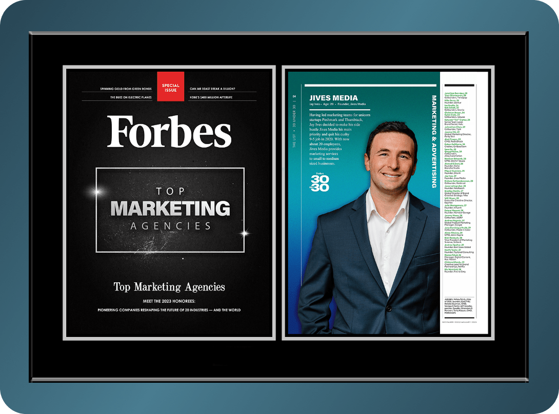 Forbes cover displaying Jay Ives, CEO and Founder of Jives Media