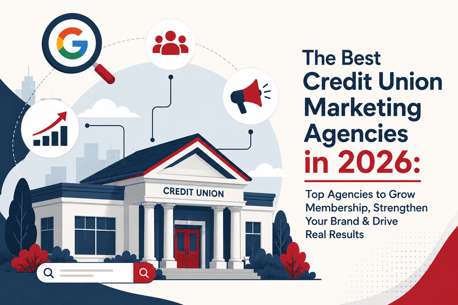 8 Best Credit Union Marketing Agencies in 2026 2 Illustration of the best credit union marketing agencies in 2026 featuring SEO, digital marketing, and member growth concepts.